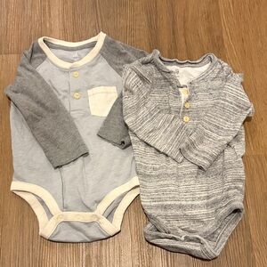 GAP Long-Sleeve Baby One-Piece Bodysuits - Light Gray & Heather Gray
